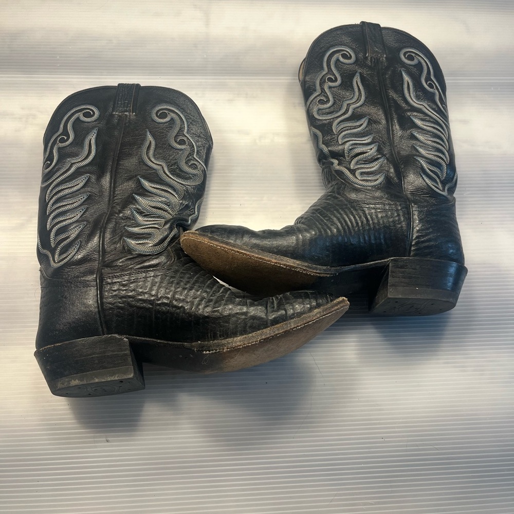 Vintage Hondo Black Leather Western Boots